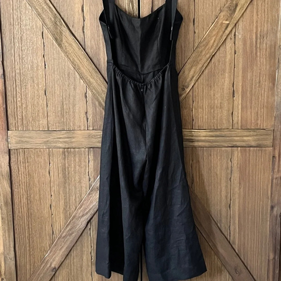 Reformation Autumn Linen Black Adjustable Strap Jumpsuit Size 6 EUC - Picture 4 of 9